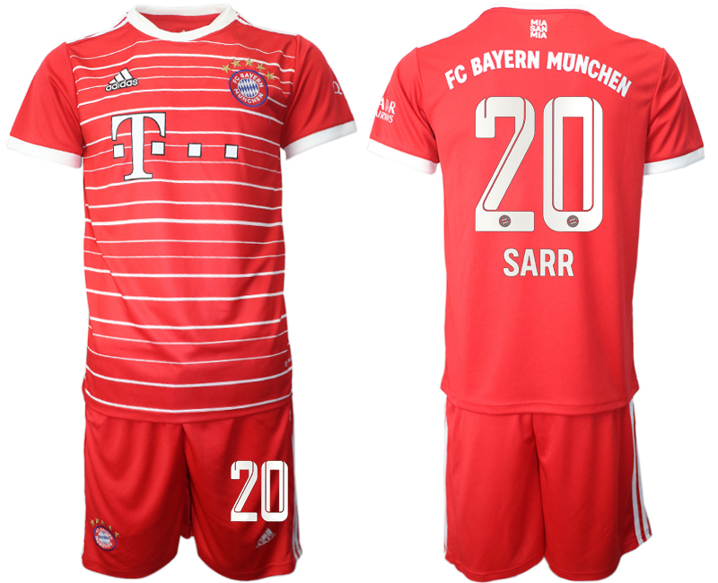 Men 2022-2023 Club Bayern Munich home Red #20 Adidas Soccer Jersey